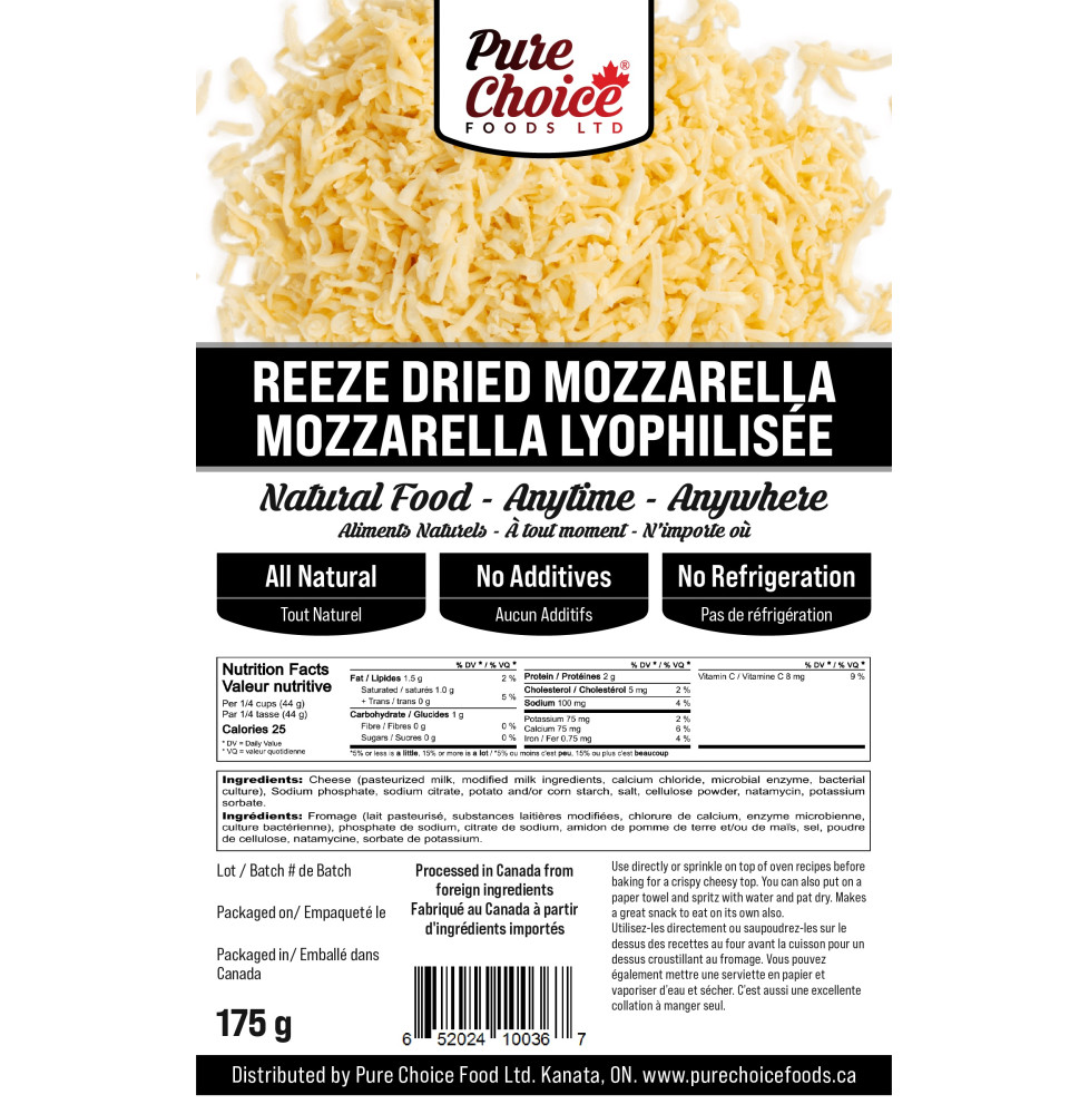 Freeze Dried Shredded Mozzarella 175g