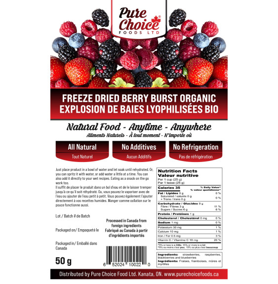 Bulk Freeze-Dried Organic Very Berry Burst | 4.5kg Wet | upto 25 Years