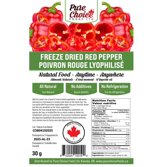 Freeze Dried Red Bell Pepper Pieces - Nutrient Dense Ingredient for Soups