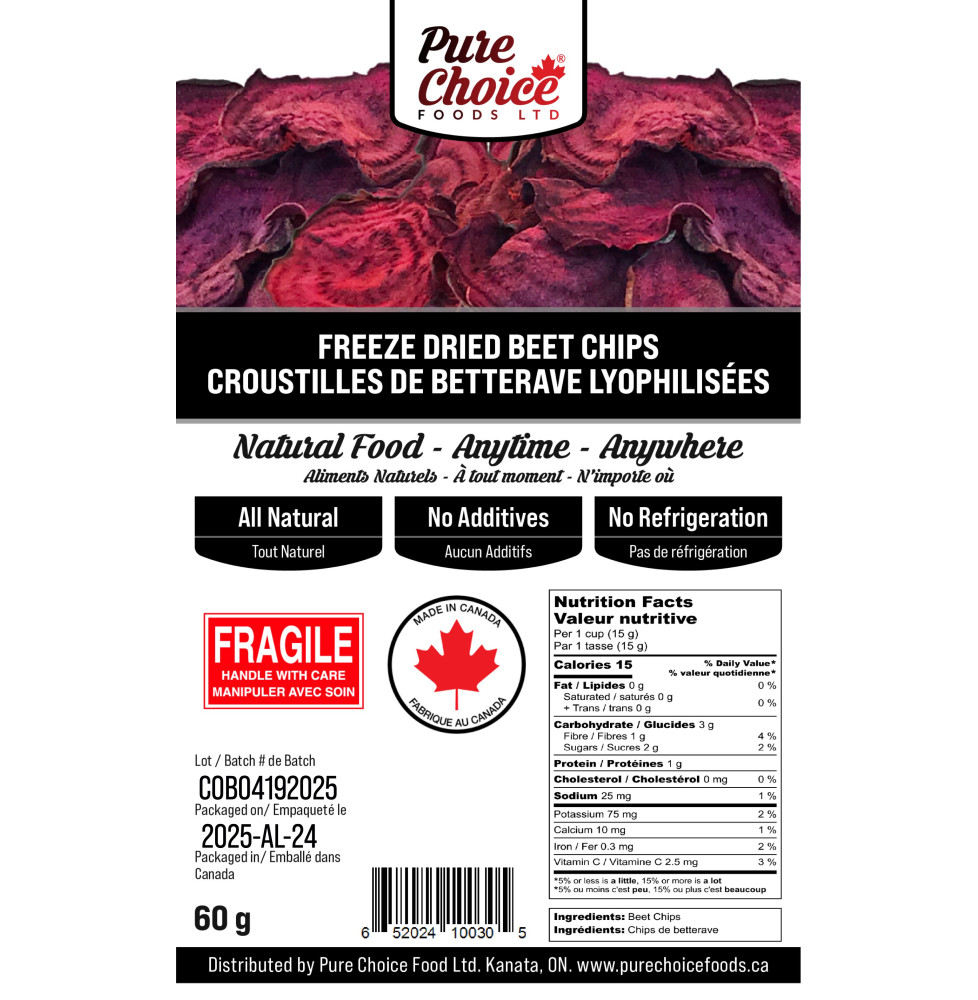 Freeze Dried Beet Chips 60g – Healthy Snack for Hiking, Camping & Emergency Kits