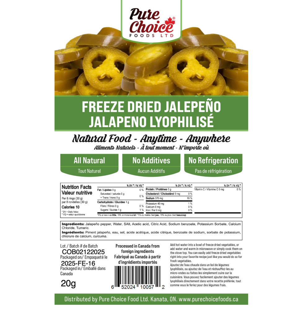 Pure Choice Foods Freeze Dried Jalapeño
