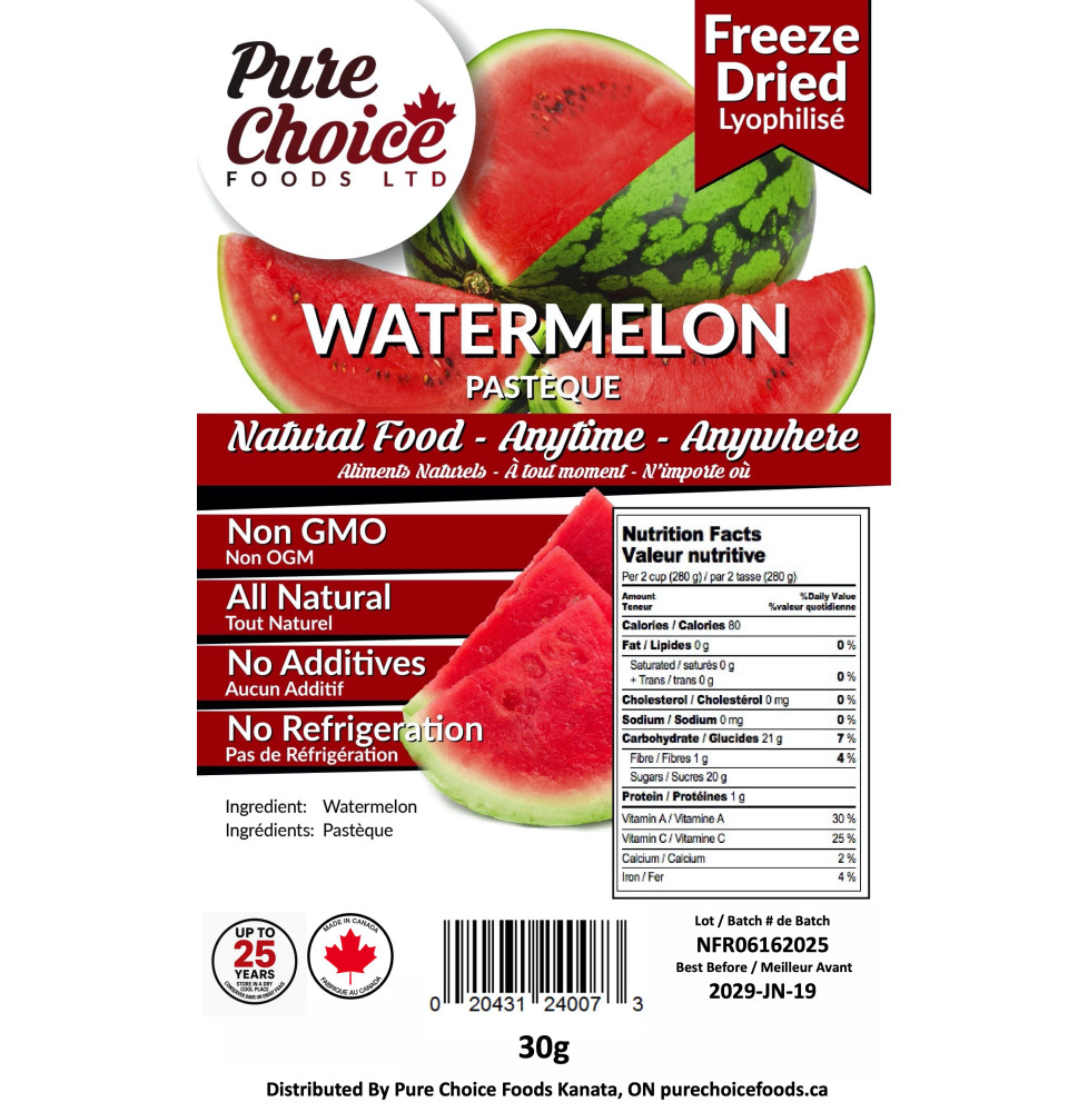 Pure Choice Foods Freeze Dried Watermelon 30g