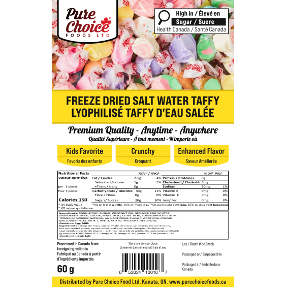 Freeze dried Salt Water Taffy  Bigger Bag 60g