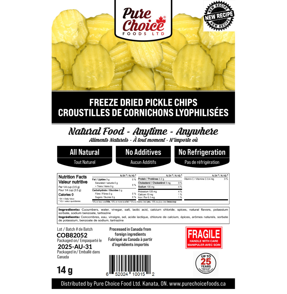 Freeze Dried Pickle Chips 14g Made in Canada