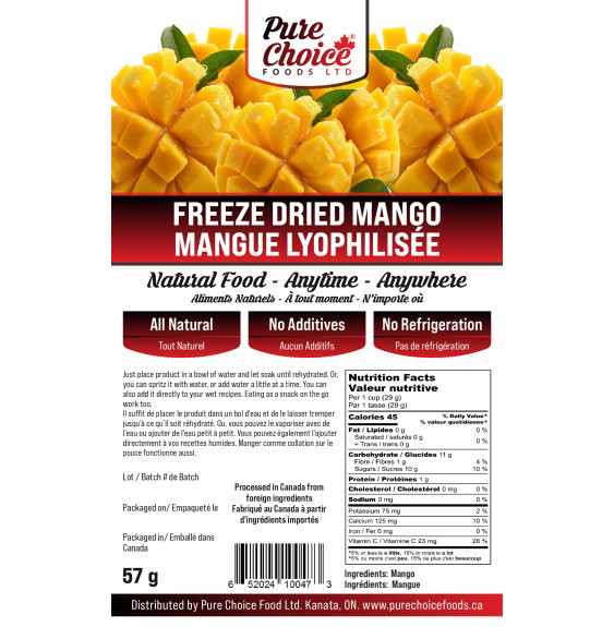 Premium Freeze Dried Mango Slices - Tropical Fruit Snack No Added Sugar