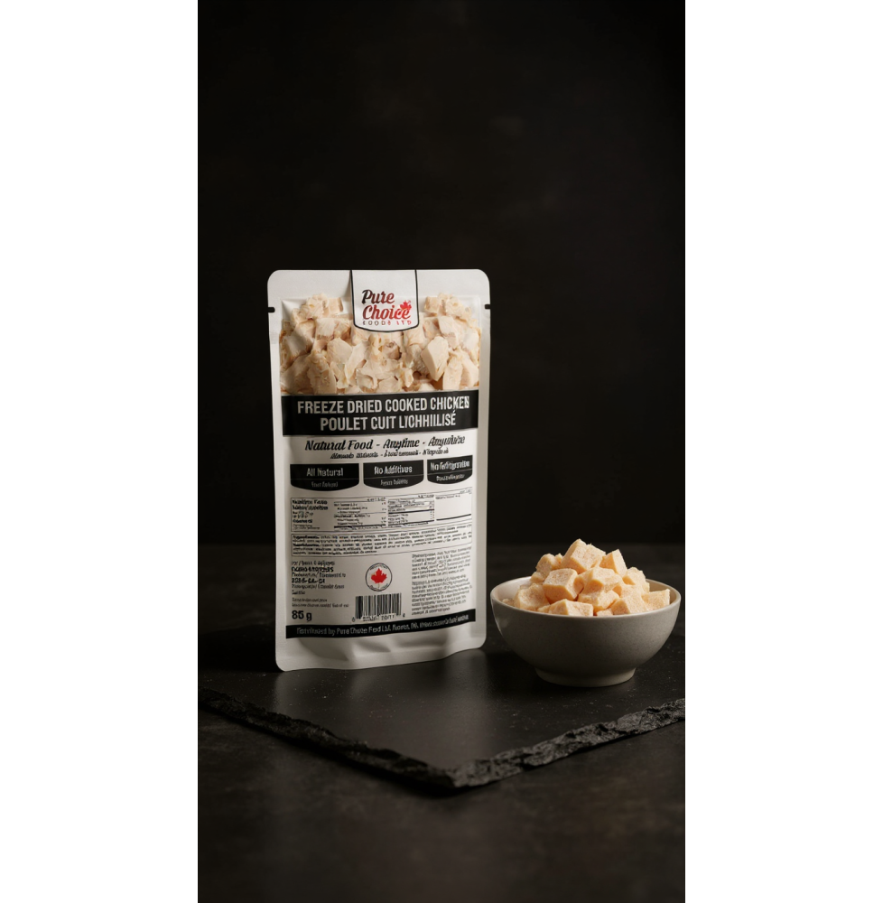 Pure Choice Foods | Freeze-Dried Cooked Chicken | Up to 25 Year