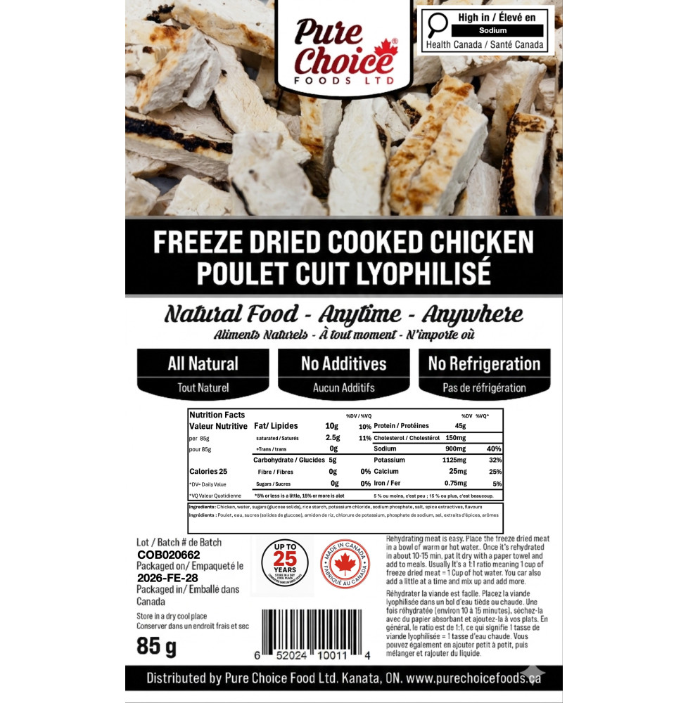 Freeze-Dried Grilled Chicken Strips | 25-Year Shelf Life | 100% Real Meat