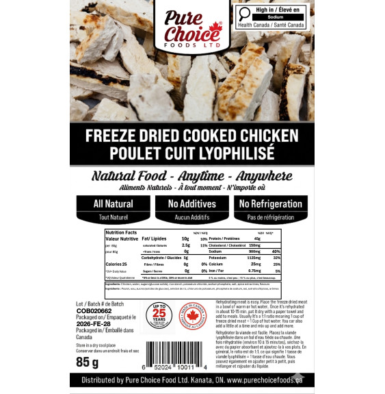 Freeze-Dried Grilled Chicken Strips | 25-Year Shelf Life | 100% Real Meat