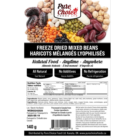 Freeze-Dried 22 Bean Mix | Up to 25 Year Shelf Life | Pure Choice Foods