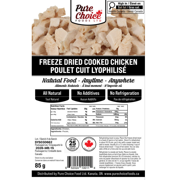 Bulk Freeze-Dried Diced Chicken | 4.54kg Wet Weight | upto 25 Years