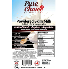 Freeze Dried Skim Milk 92G Pure Choice Foods LTD. Freeze dried food Canada -  longterm food  - Survival food  Freeze Dried Skim