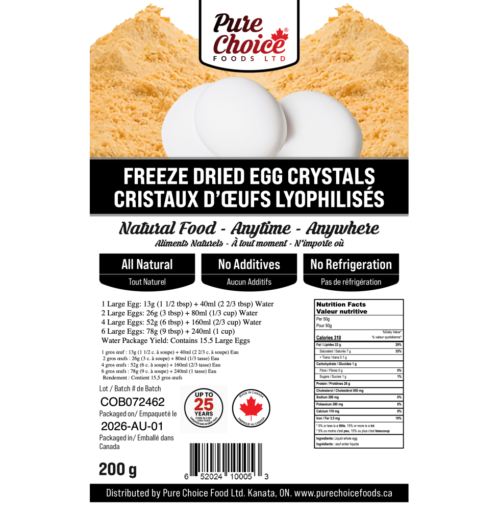 Premium Powdered Eggs | Whole Dried Egg Powder Canada