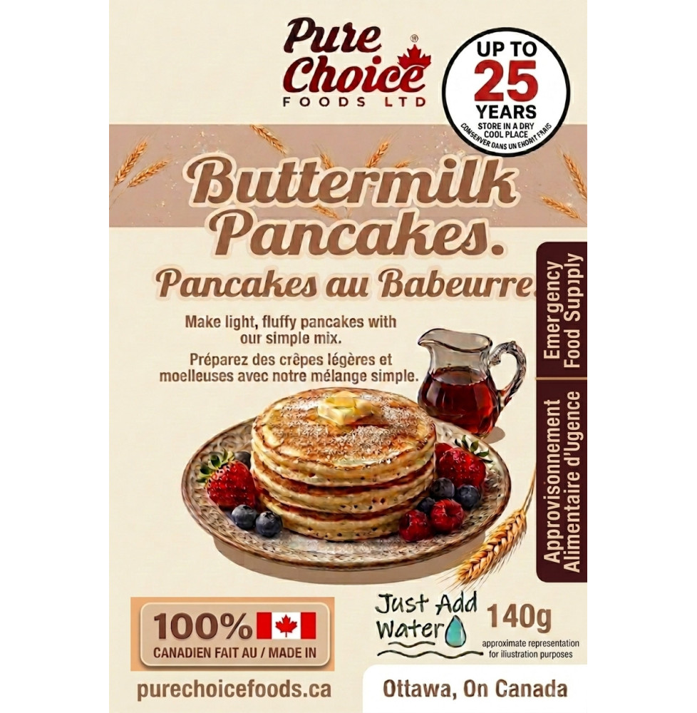 Emergency Buttermilk Pancakes Mix – Made in Canada – upto 25 Year Shelf Life