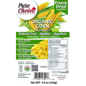 Freeze Dried  Organic Corn 4.3oz (122g)