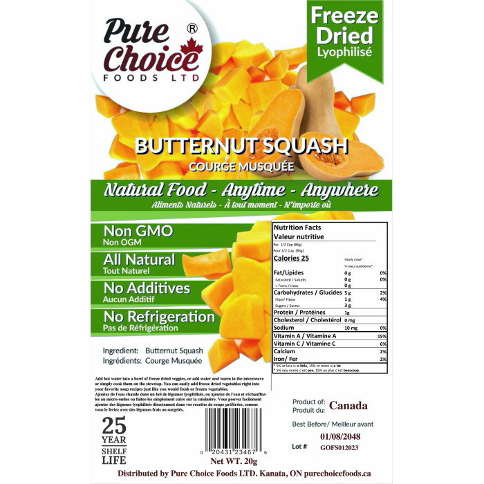 Freeze Dried Butternut Squash 20g