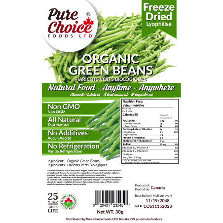 Freeze Dried  Organic Green Beans 30g