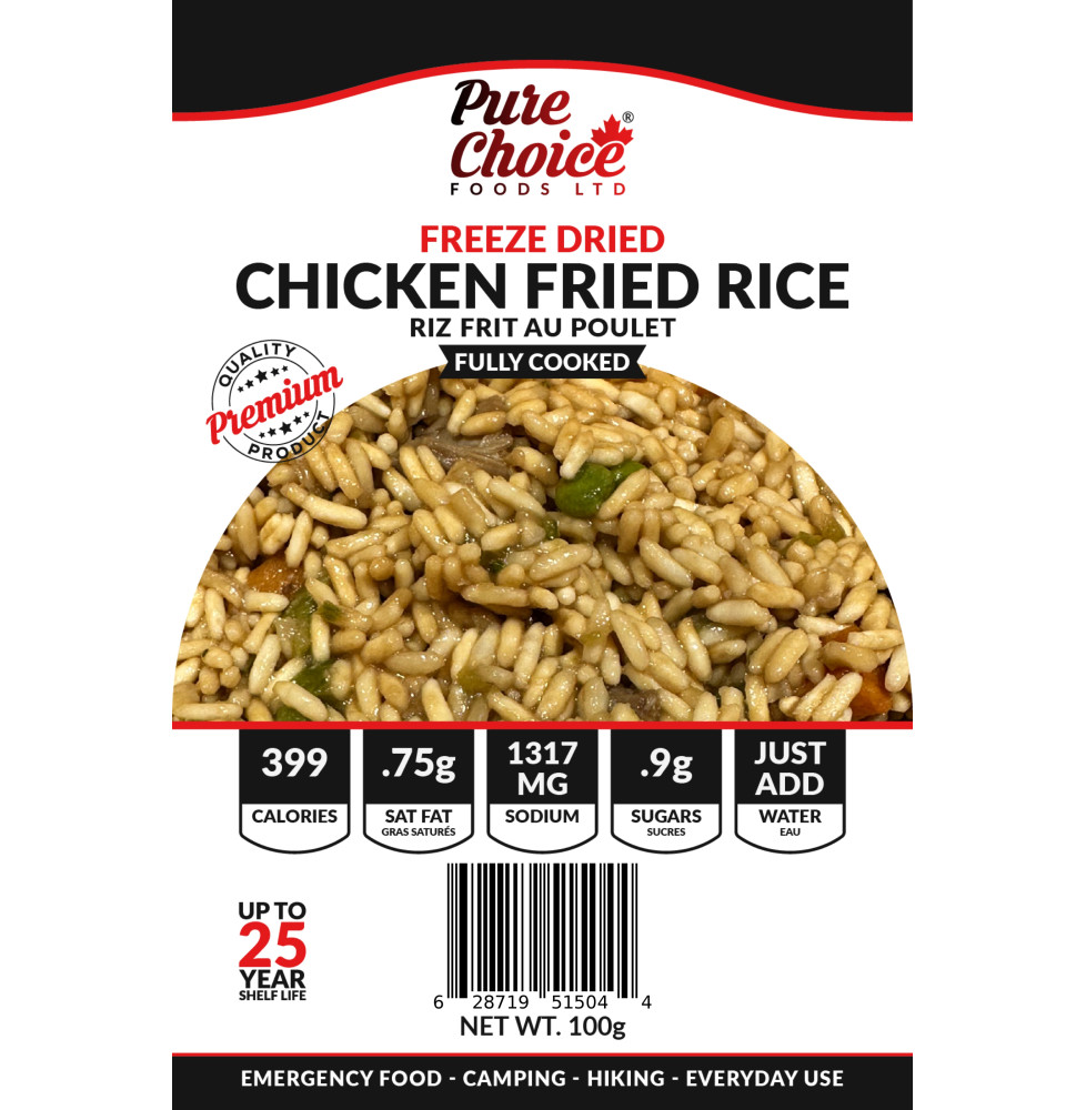Freeze Dried Chicken Fried Rice Meal - Camping Food - Backpacking Food - Emergency Food - Long Shelf Life 25 Years