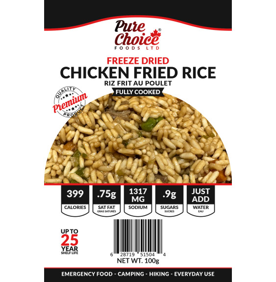Freeze Dried Chicken Fried Rice Meal - Camping Food - Backpacking Food - Emergency Food - Long Shelf Life 25 Years