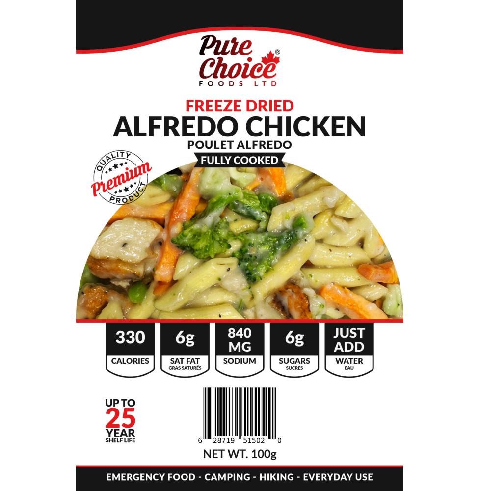 Freeze Dried Alfredo Chicken Meal Camping Food - Backpacking Food - Emergency Food - Long Shelf Life 25 Years