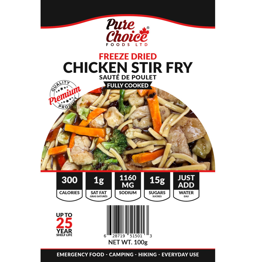 Freeze Dried Chicken Stir Fry Meal 100g - Camping Food - Backpacking Food - Emergency Food - Long Shelf Life 25 Years