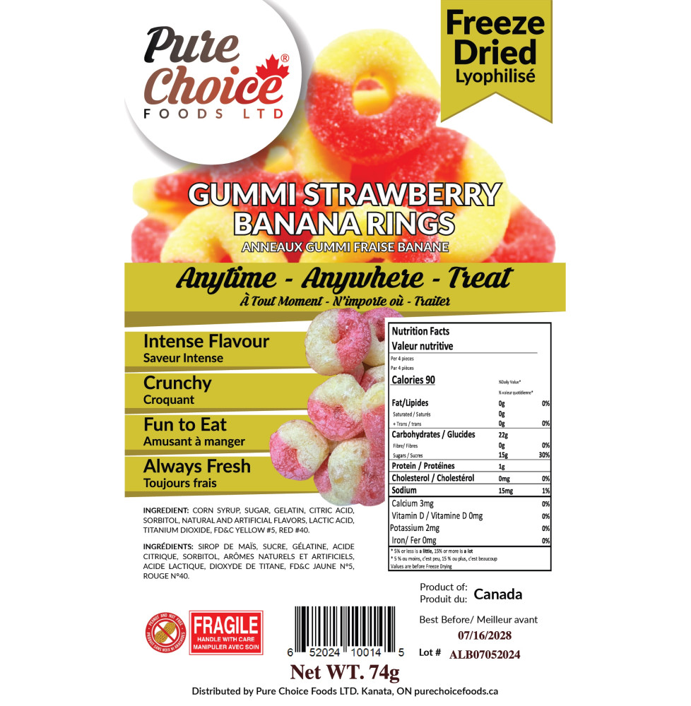 Freeze Dried Gummi Strawberry Banana Rings