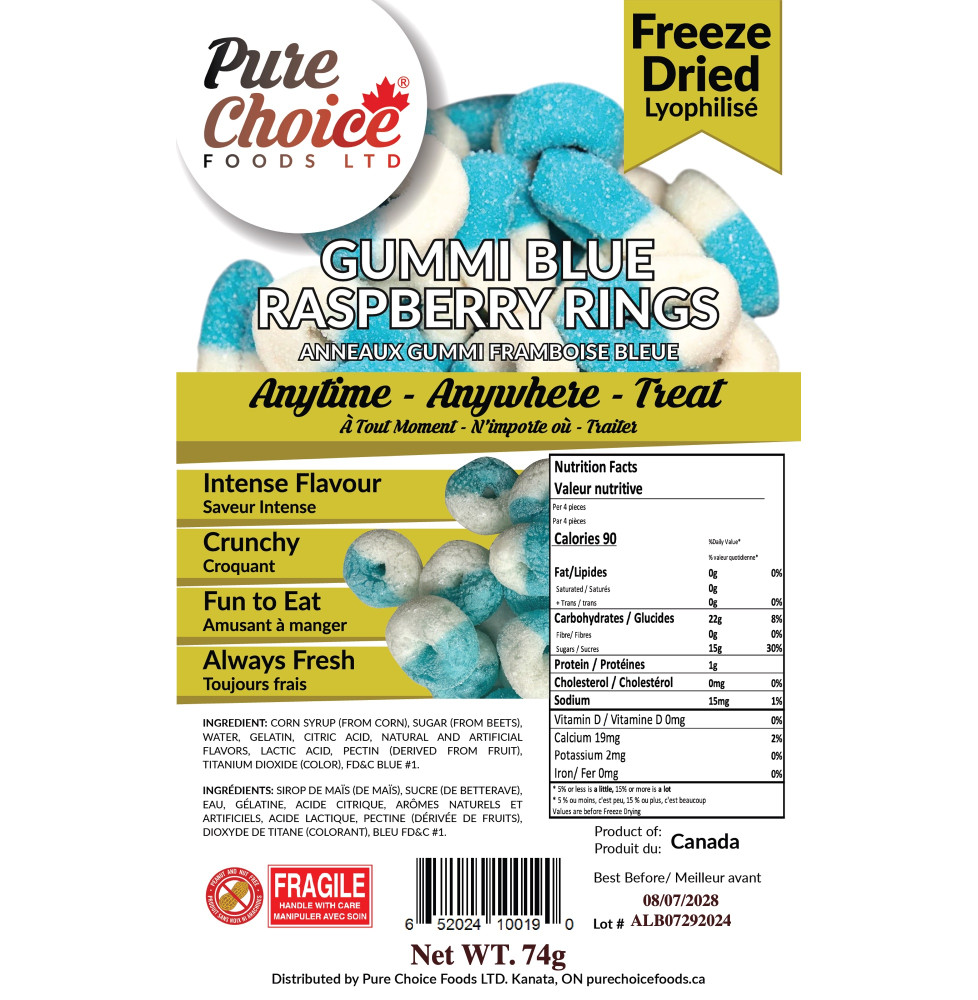 Freeze Dried Gummi Blue Raspberry Rings