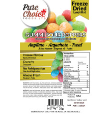 Freeze dried gummi sour poppers