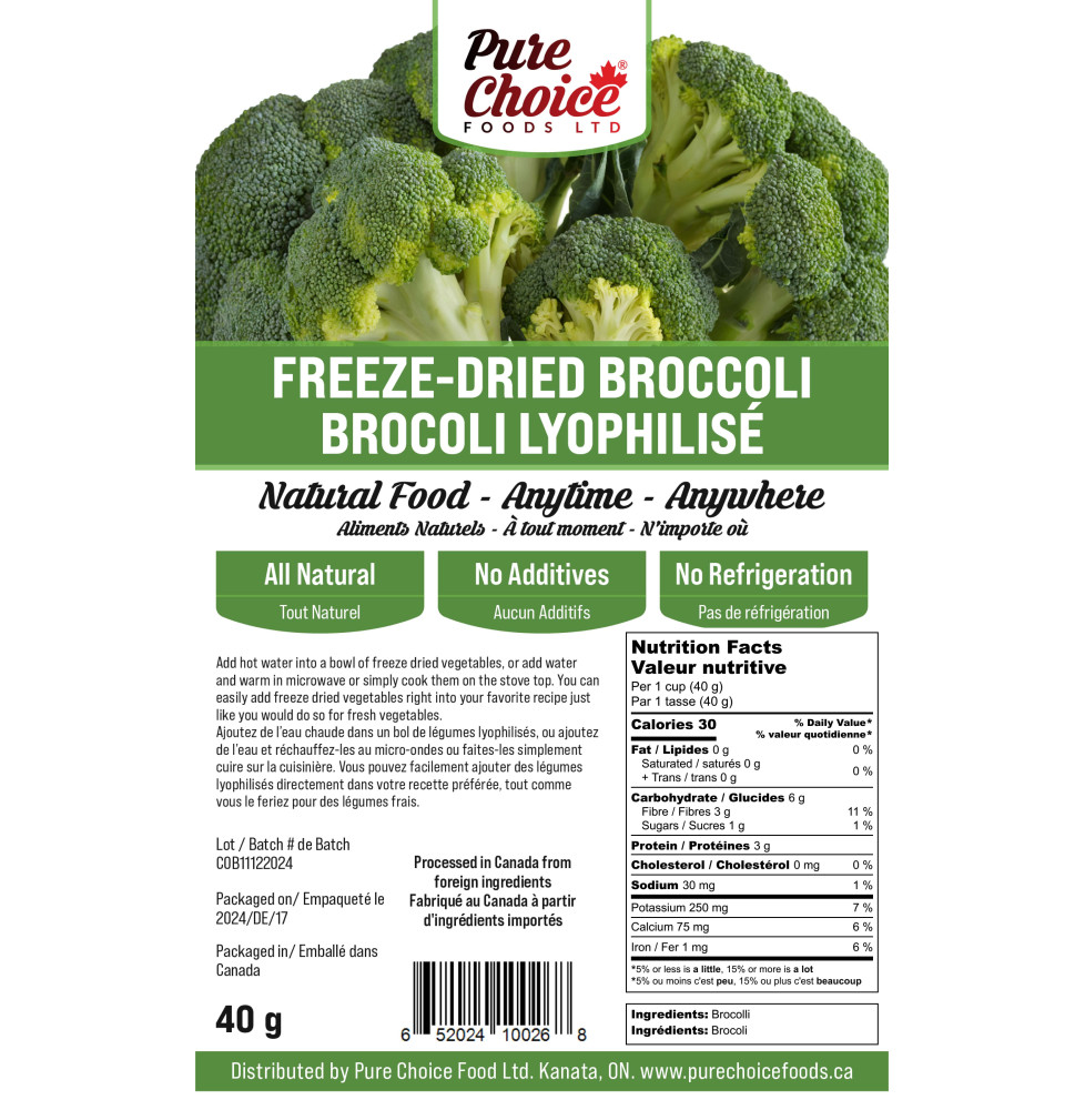 Freeze Dried Broccoli 40g NEW Larger Bag