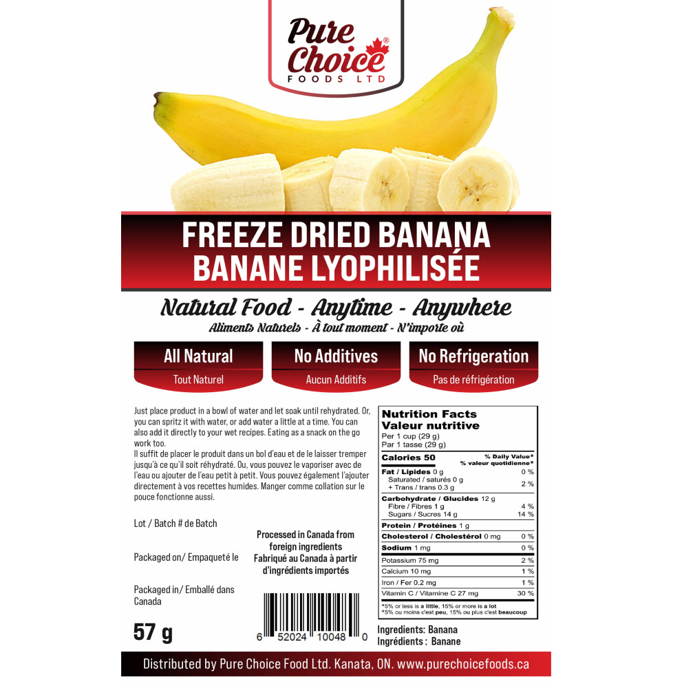 Pure Organic Freeze Dried Banana Slices - Healthy School Lunch Snack