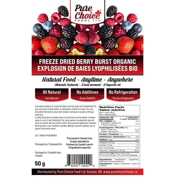 Freeze Dried  Organic Very Berry Burst Organic 50g