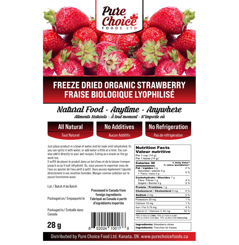 Freeze Dried Strawberry - ORGANIC 28g