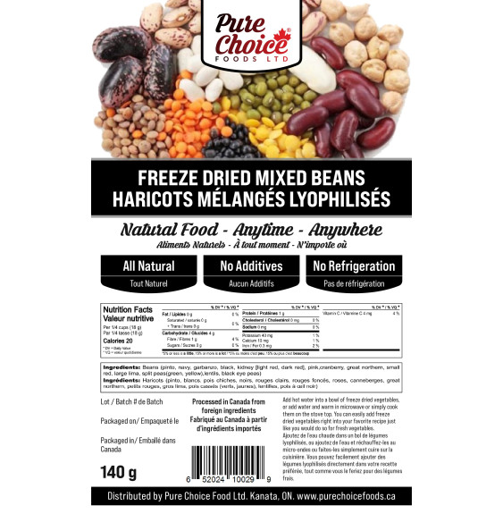 Freeze Dried 22-Bean Mix 140g – High Protein, Plant-Based Meal Add-In for Camping