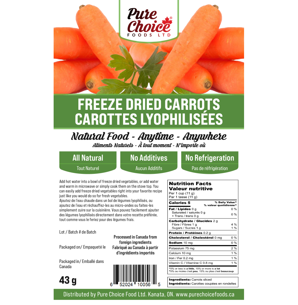 Freeze Dried Carrots 43g